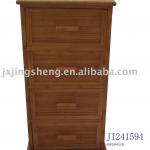 Bamboo cupboard table with four storage drawers in bedroom