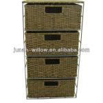 steel storage cabinet with bamboo mat wicker drawers