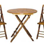 Rattan and Bamboo Folding Table and Chair Set