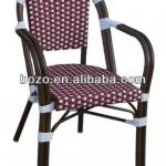 armrest Bamboo look aluminum rattan chairs red &amp; white color