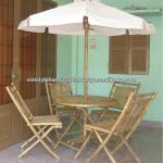 Bamboo dining set with umbrella-