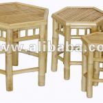 Bamboo stool set of 3 pcs - Bamboo garden stool - Hexagon ottoman (Furniture-bed-sofa-bar-gazebo-arm &amp; lounge chair)