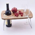 Foldable Table with Wine Bottle Holder and Glass Holder