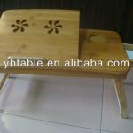 bamboo outdoor and indoor laptop table with cooler