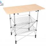 GXT-058 kichen table Aluminum bamboo square adjustable height stainless steel top folding table