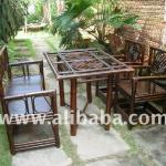 Rectang bamboo table with 2 arm chair, two seater chair (sofa, bed, dining sets, furniture, bar, gazebo, stools, arm, lounge)-GB-12013