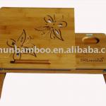Adjustable and multi-function bamboo laptop table