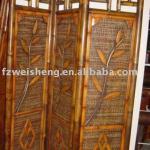 Antique Golden Bamboo Screen as Room Divider-3MJ11571