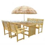Outdoor furniture set made of bamboo and wood-