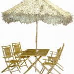 BFS-13013 - Outdoor living furniture - Bamboo Dining Set with Palapa Umbrella and Four Chairs-BFS-13013