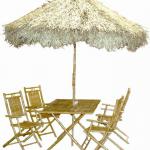 BFS-13013 - Outdoor living furniture - Bamboo Dining Set with Palapa Umbrella and Four Chairs