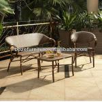 Outdoor furniture Aluminum frame bamboo like Starbucks dining set/Garden furniture texilene coffee set