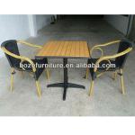 2013 bamboo like dining set/Bamboo like rattan chair/Polywood table with bamboo like aluminum frame