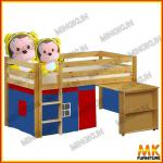 pine loft bed with pull out dest