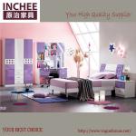 purple high gloss mdf kids bedroom set-H618