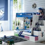 #202 bunk bed bedroom furniture set adorable blue boy&#39;s bedroom kid&#39;s furniture set children furniture-#202