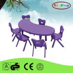 School furniture Kidney shape kids study plastic table and chair-KP304