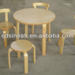 solid birch children 1 table 2 chairs set/kid round table and chair sets-NYKID002