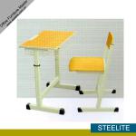 used preschool adjustable kids study table / adjustable height wood top study table &amp; chair set with steel frame-ST-A