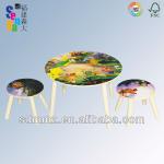 Classic Structure with 2013 New Design! Wooden Kids Round Table and Stools Set