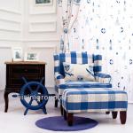 Individualized Ocean Deep Blue Grid Kid Sofa (BF07-70177)