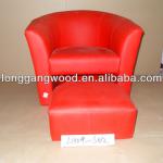 hot sale!Fireproof leather and foam children sofa,kids sofa and foot stool Red color