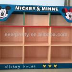 children&#39;s bookshelves,kids toy storage furniture,kindergarten furniture painting with mickey mouse