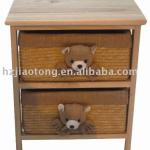 Children&#39;s Furniture / wooden cabinet with 2 wicker drawers-JTJT-169