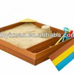 Multipurpose Wooden Sand Pit With color Storage Box &amp; 4 colored setsquares as seat-EN021