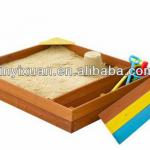 Multipurpose Wooden Sand Pit With color Storage Box &amp; 4 colored setsquares as seat