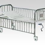 Single shake child bed with stainless steel bed head and side rail-A-74