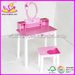 Popular wooden girl dresser with mirror, including table and chair-W08H002