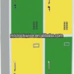 Four doors steel locker in green and yellow office furniture