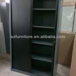 Gray black color plastic tambour sliding door cabinet,4 shelves steel filing caibnet,Full disassembled office furniture