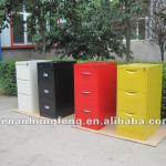 Metal filing cabinet with three drawers