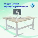3 Legged L shaped electric adjustable height desks frame, Black 3 legged sit/stand desk frame