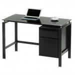 Black Glass Office Desk With 2 Drawers Home Office Desk LZ-1302-LZ-1302