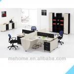 2013 HOT system furniture 4 staff table with side drawer cabinet desk