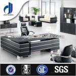 Black leather office table(F-05)