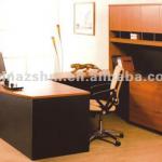 red cherry furniture executive office desk with return, credenza, hutch and file cabinet