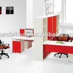 4 seats office workstation with bookcase and canbinet