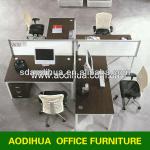 Hot sale four people modern melamine particle board glass modular workstation