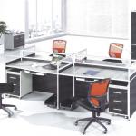 4 seats office station/office desk combination/Glass + aluminum screen/4-seats staff desk