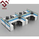 White and Blue Back to Back 8 Seat L-Shaped Office Partition