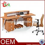 luxury cheap wood and metal frame office reception desk counter with two cabinets