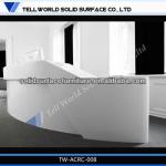 2014 morden design artificial marble curved white office reception counters; office furniture front desk