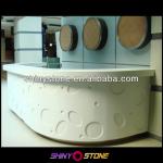 2014 NEW Style! White Artificial Stone Solid Surface Curved Reception Desk Made with Carved Bubble Patterns