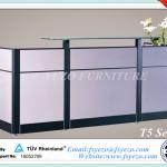 modern office reception desk with 12mm thick tempered glass top, office furniture reception counter with 56.8mm thick partitions-T5-JDT2408