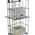 Newspaper Rack, Black Coated Steel Wire Literature Display Stand for Broad Issues - Floor Standing Periodical Holder