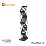 6 Pocket Folding Iron Black Literature Displays, Floor Standing